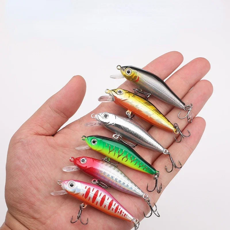 4.5g 5.5cm Hot Model Fishing Lures Hard Bait 6color for Choose Minnow Quality Professional Minnow Depth0.8-1.5m Crossbill Bass