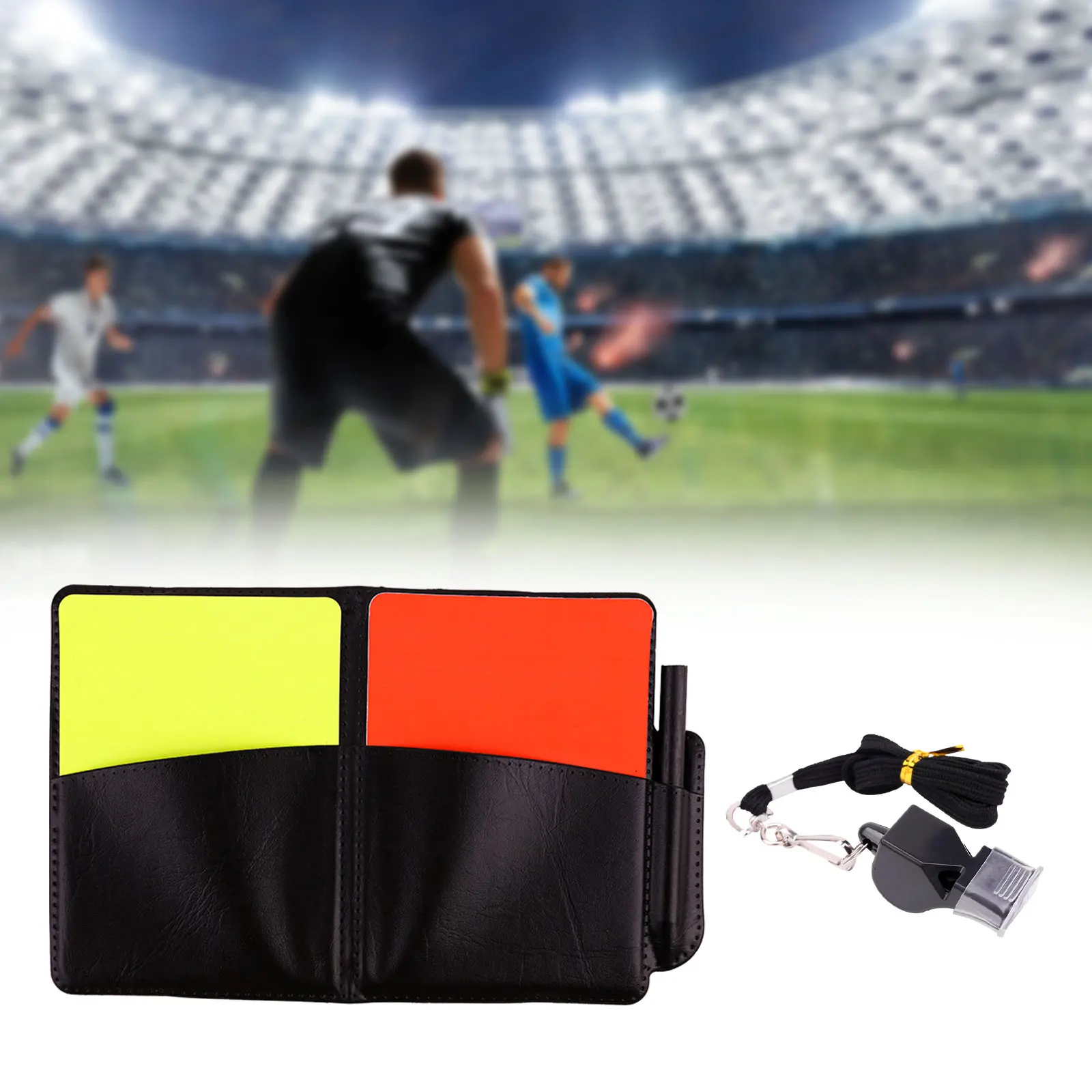 Ensemble de cartes d'arbitre de football, rouge et jaune, fournitures d'arbitre de football, carnet de portefeuille, outil d'arbitre de jeu professionnel