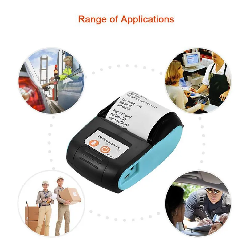 Supermarket checkout handheld portable wireless Bluetooth 58mm thermal receipt printer compatible with Android&IOS