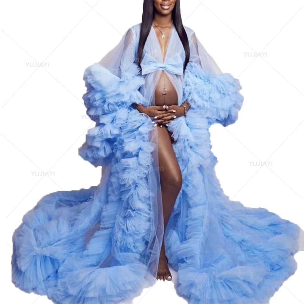 Maternity Gowns Prom Dresses for Photoshoot Fluffy Tulle Long Bridal Sleepwear Bathrobes Nightgowns Wedding Babyshower Gown