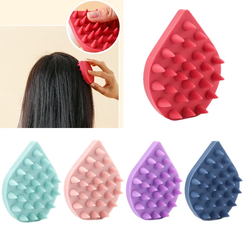 

Soft Silicone Scalp Massage Brush Wet and Dry Shampoo Comb Hair Washing Brush Portable Droplets Shaped Scalp Massage Comb