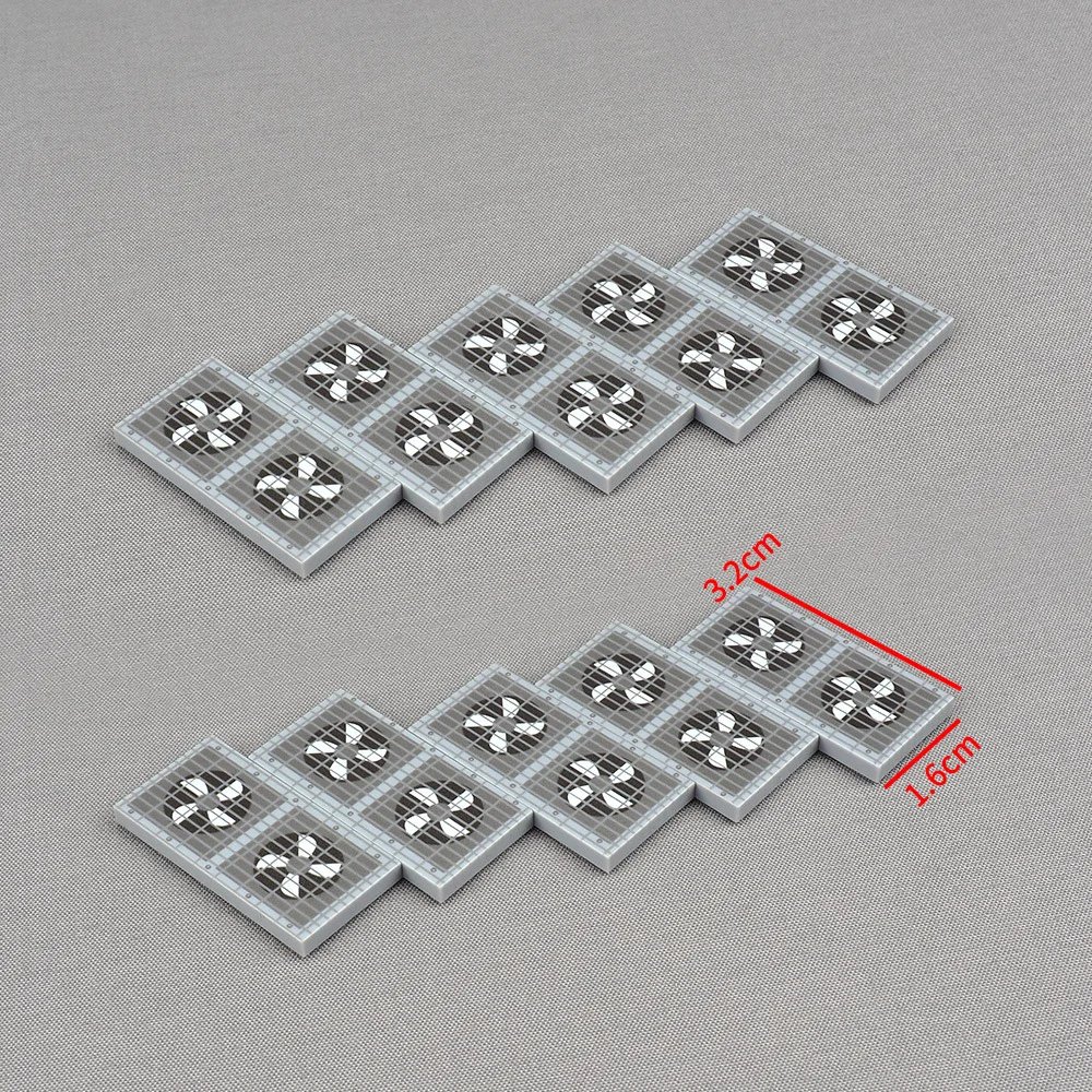 Moc 10 pçs 87079 impresso fio de ferro escape duplo ventilador placa padrão blocos de construção kit tanque carro veículo tijolos partícula brinquedo presentes