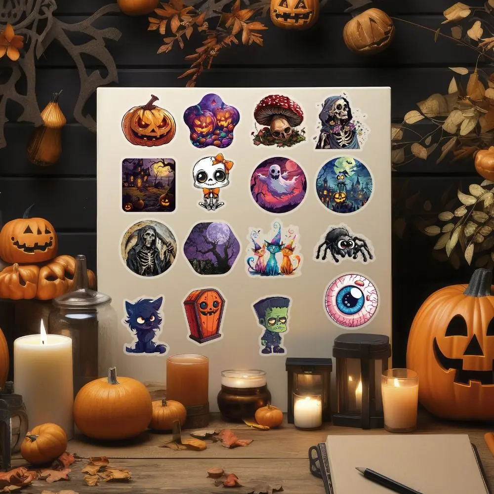 Decorative Decals Halloween Stickers Fesitival Waterproof DIY Pumpkin Witch Stickers Party Decor DIY Skateboard