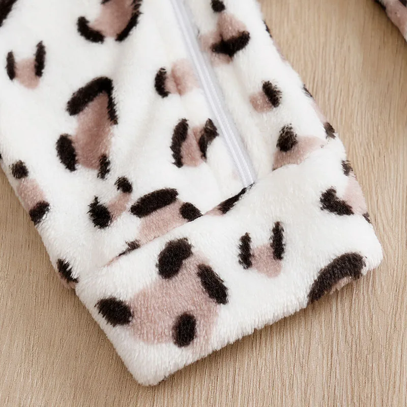 Winter Leopard print Clothes Spring Flannel Baby Boys Girls Clothing Cartoon 0-18 months Newborn Baby Newborn Long Sleeve Soft