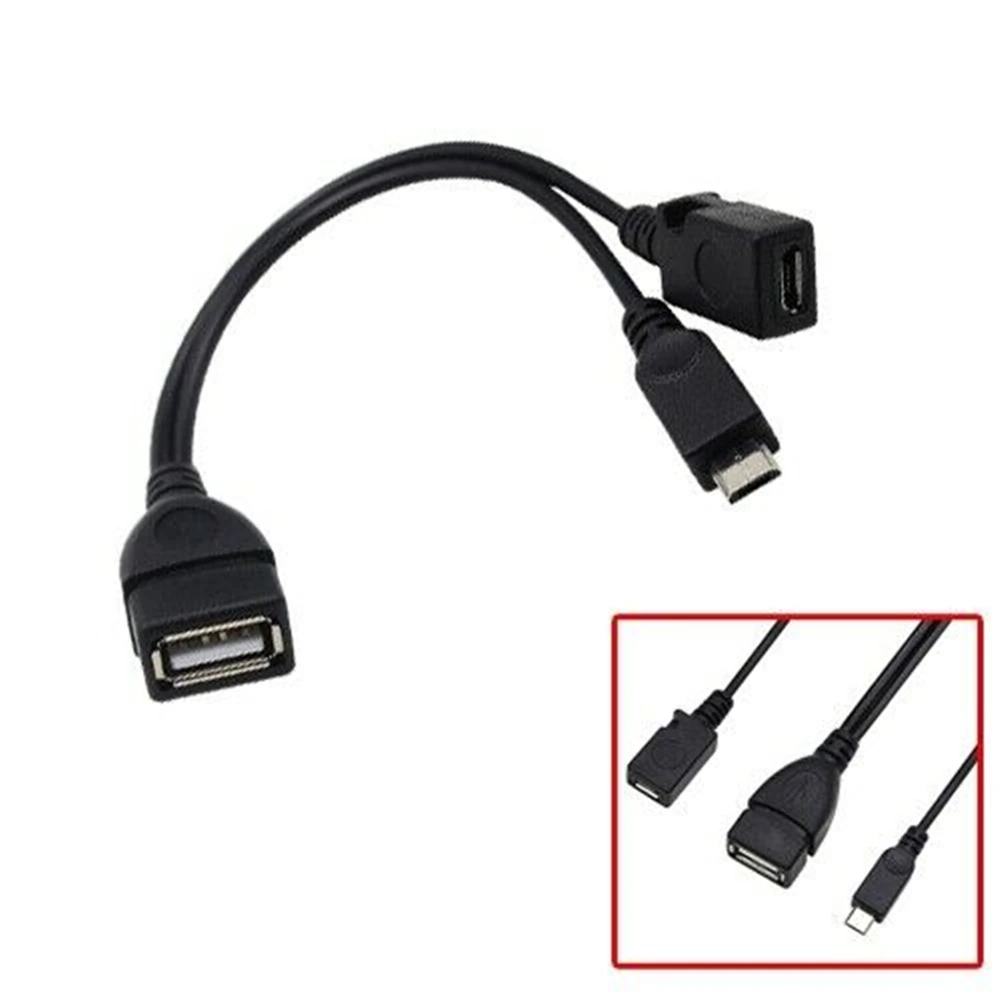 Langlebiger 2-in-1 Micro-USB-Kabeladapter, Stromkabel, OTG-Kabel, Datenkabel, Y-Splitter, USB-Adapter