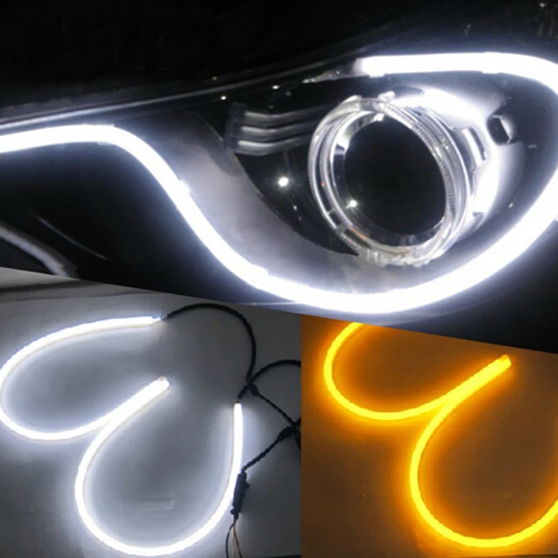 1piece Car led DRL Daytime Running Light Strip Waterproof 45cm Flexible Soft Tube Guide Headlight LED Strip Lights