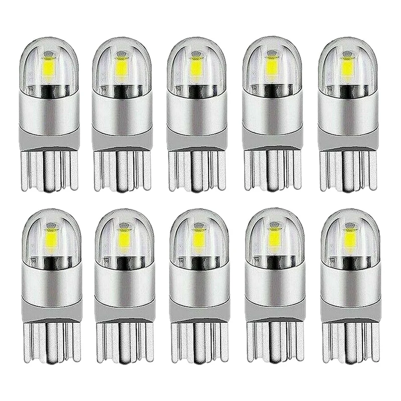 

10Pcs 6000K Canbus T10 168 194 W5W Dome License Side Marker LED Light Bulb White