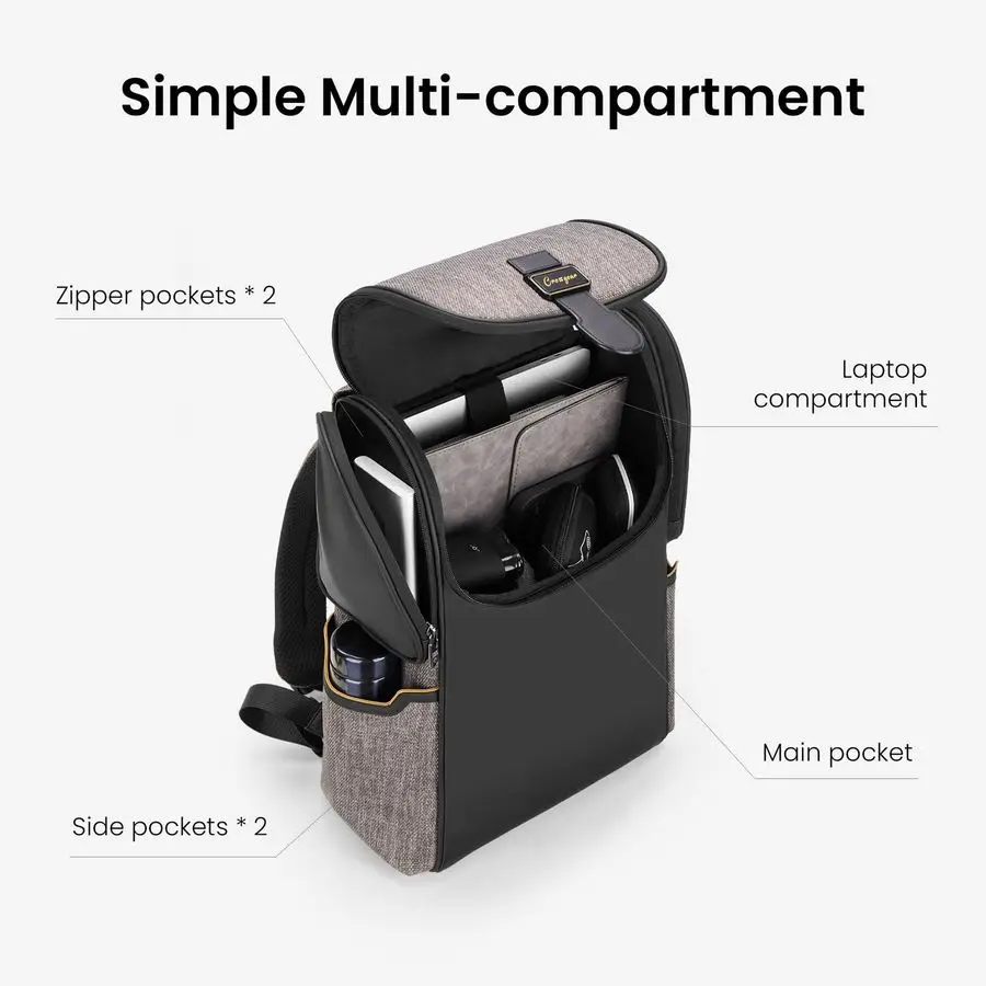 캐주얼 데이팩 백팩, 경량, 충격 흡수 패딩 스트랩, 통기성 등판, 남성용 비즈니스 노트북 백팩, 멀티