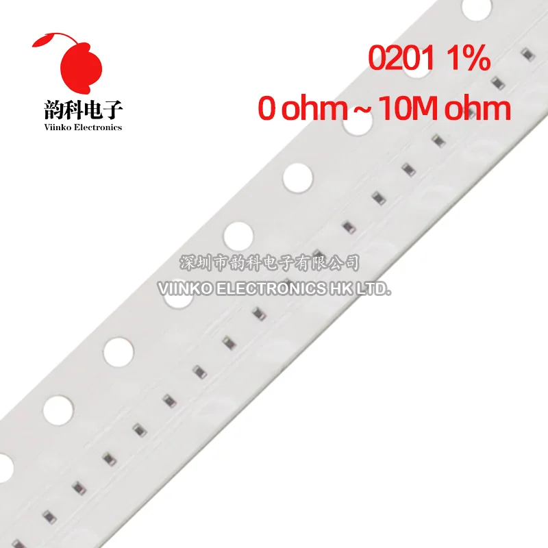 100 pz 1% 0201 resistore SMD 0R-10M 1/20W 0 1 10 100 150 220 330 ohm 1K 2.2K 4.7K 10K 100K 1R 10R 100R 150R 220R 330R 470R 1M