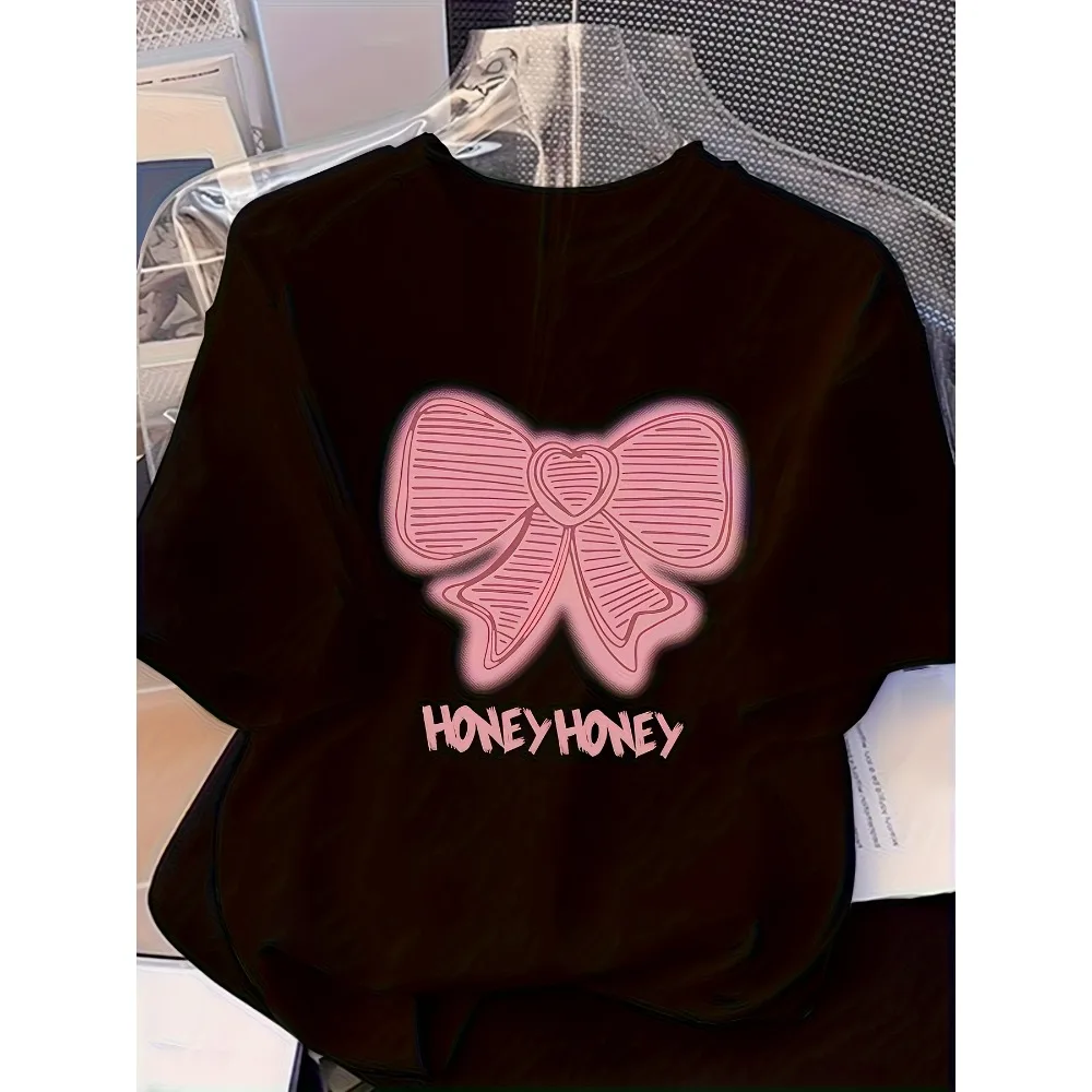 Fashionable Letter  Print Women Round Neck T-Shirt Minimalist Fresh Stylish Design in Vibrant Colors Urban Style Printed T-Shirt
