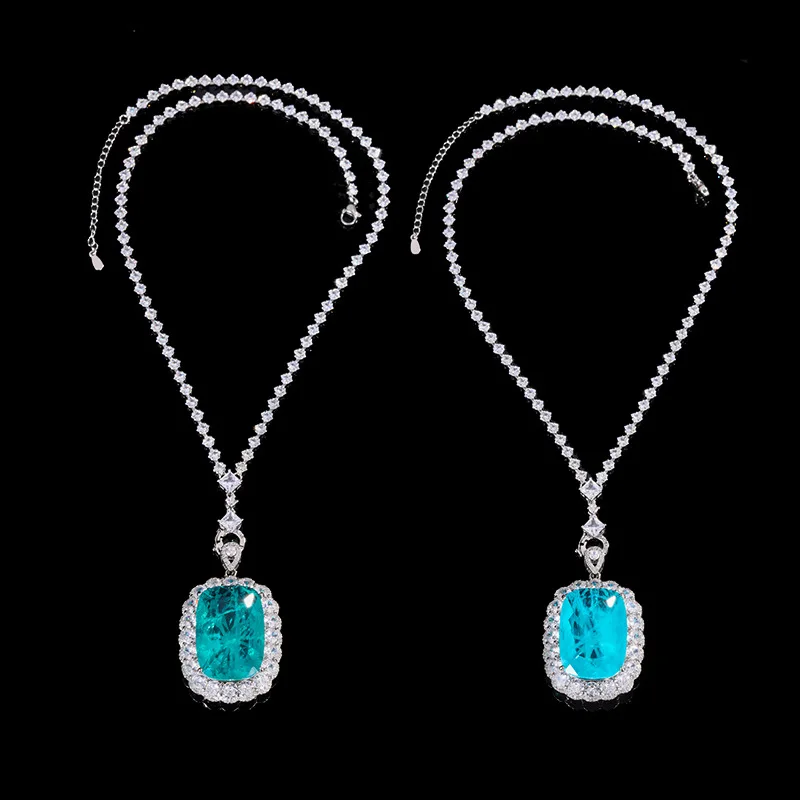 New Gold-Plated Jewelry European and American Style Emerald Pendant Necklace Stone 20*28