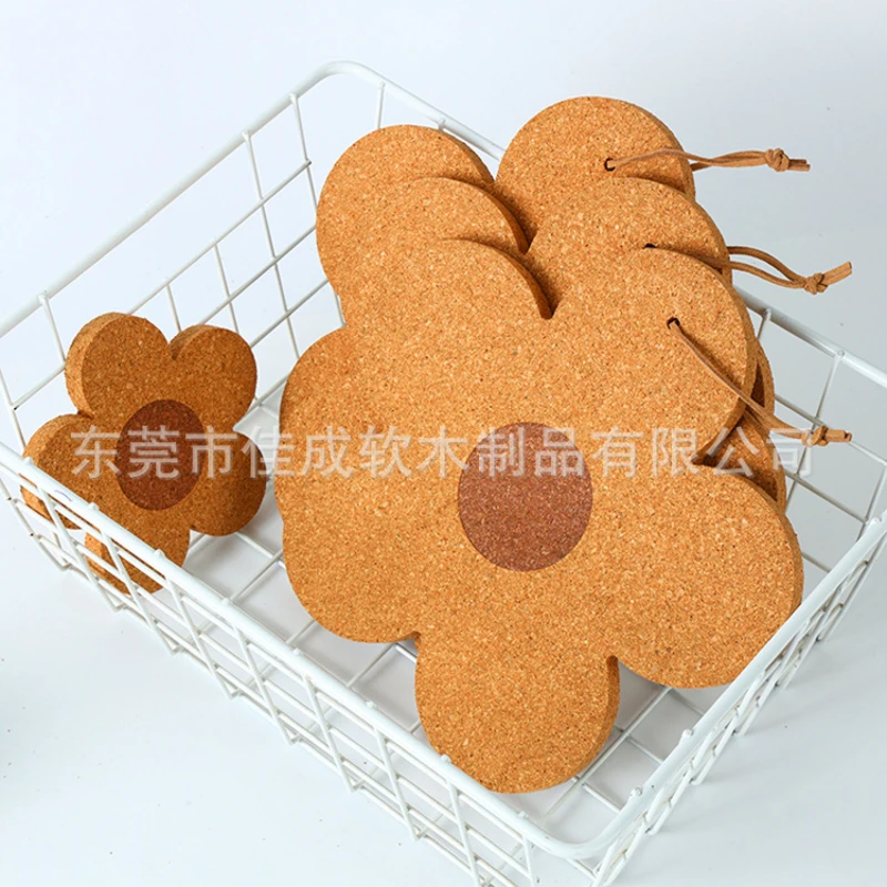 Flower Hanging Cute Coasters for Drinks Absorbent&Reusable Coaster Set Cork Flower Shape Coasters for Coffee Tea Cup Mat 코스터