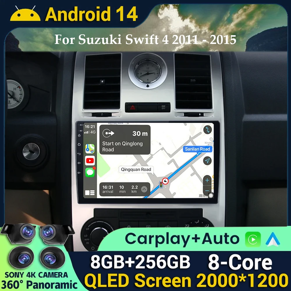 

Android 14 Carplay Auto для Chrysler 300C Aspen 2004 2005 2006 2007 2008 Автомобильный радиоприемник Мультимедийный видеоплеер Навигация GPS WIFI