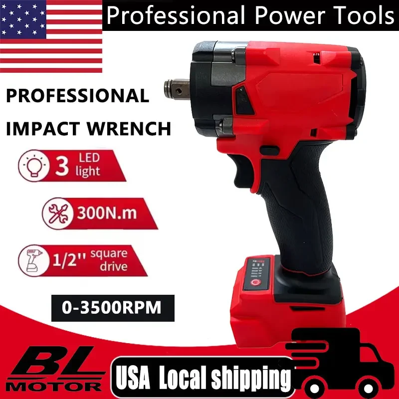 

For Milwaukee Brushless Cordless 1/2 Electric Wrench Car Truck Repair Screwdriver Impact Drill Rechargable 18V Battery Tools
