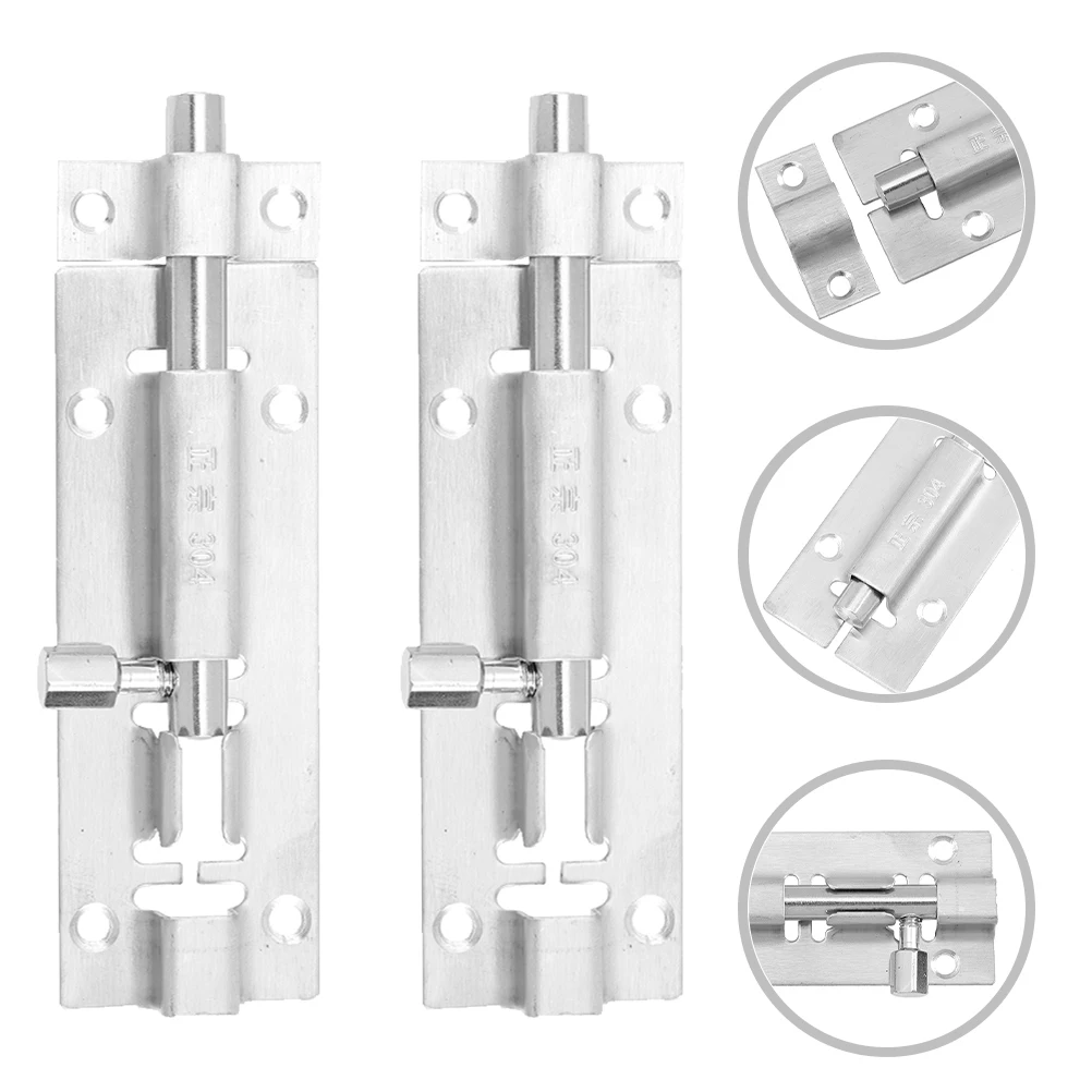 

2pcs Stainless Steel Bolts Heavy Duty Lock Bolts Anti-Theft Security Latch For Bathroom Bedroom Sliding Door Locks Inside Slide