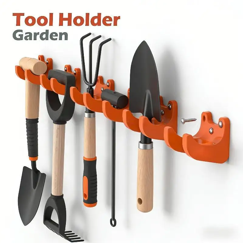 20Pcs Wall Mount Tool Hanger Set 5 Hooks 15 Screws Durable Plastic for Long Handle Brooms Shovels Rakes Storage