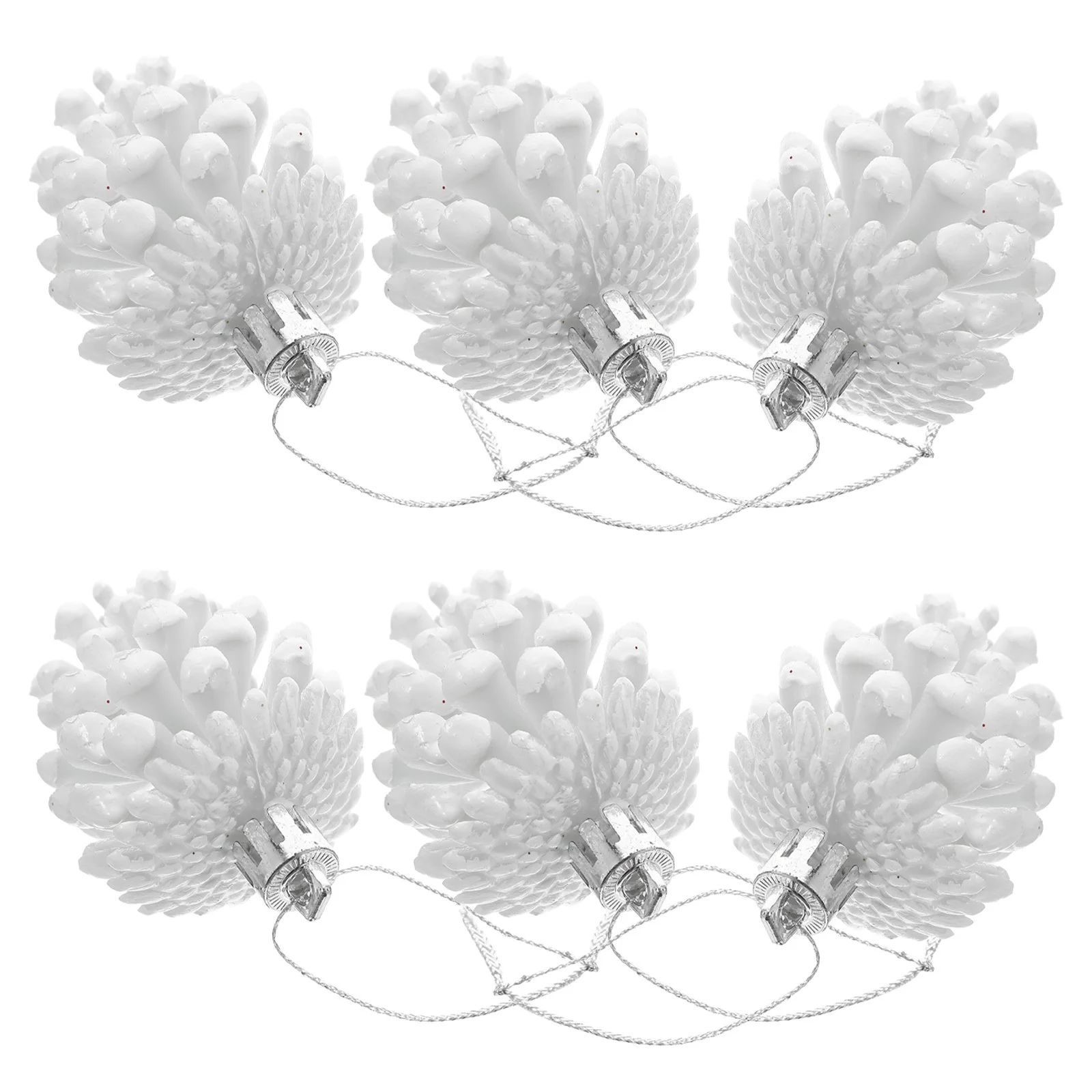

6Pcs Christmas Pine Cone Hanging Decor Frosted White Snow Pinecone Ornaments Vintage Rustic Holiday Decoration for Xmas Tree