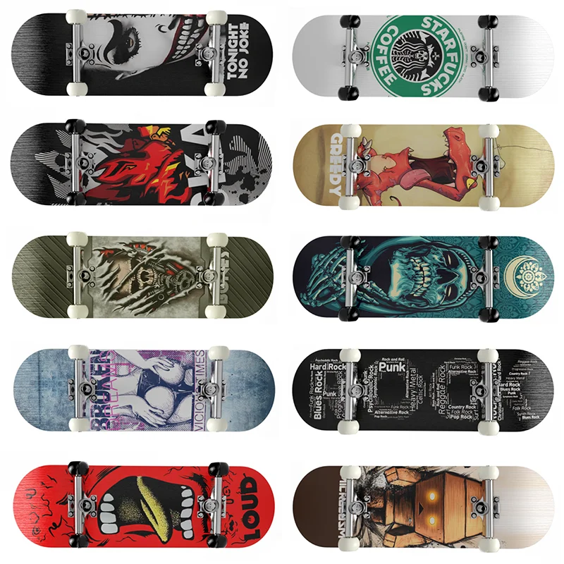 Wooden Professional Finger Skateboards DIY Skate Park Tech Parts Deck Stunt Metal Bracket Bearing Wheel Tabletop Toys