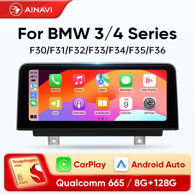 

Ainavi 10.25 Inch Wireless Carplay For BMW 3/4 Series F30/F31/F32/F33/F35/F36 Car Radio Android Auto Multimedia Player NBT EVO