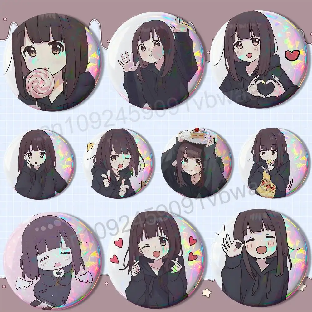Значки-броши с HD-печатью Emoji Menhera sauce Nanase Kurumi, круглые, 58 мм и 44 мм, для коллекции Pretty Derby
