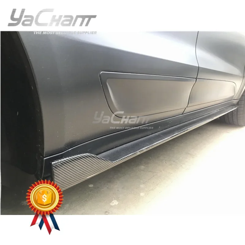 Car-Styling Carbon Fiber Side Skirt Fit For2014-2020 TP 95B Macan &S ATS Black Label Style Side Skirt Extension Underboard