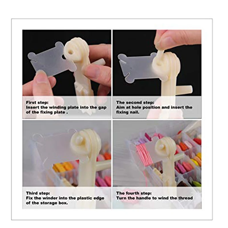 500 Pieces Plastic Embroidery Floss Bobbins With Floss Winder For Craft DIY Sewing Storage Bobbin Winder