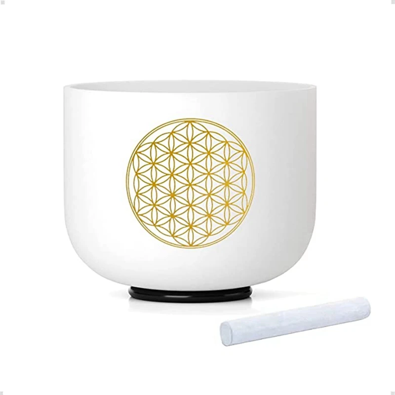 528HZ C Note Bowl 8 Inch Flower Of Life Crystal Singing Bowl Meditation Sound Bath Sound Healing Chakra Singing Bowl