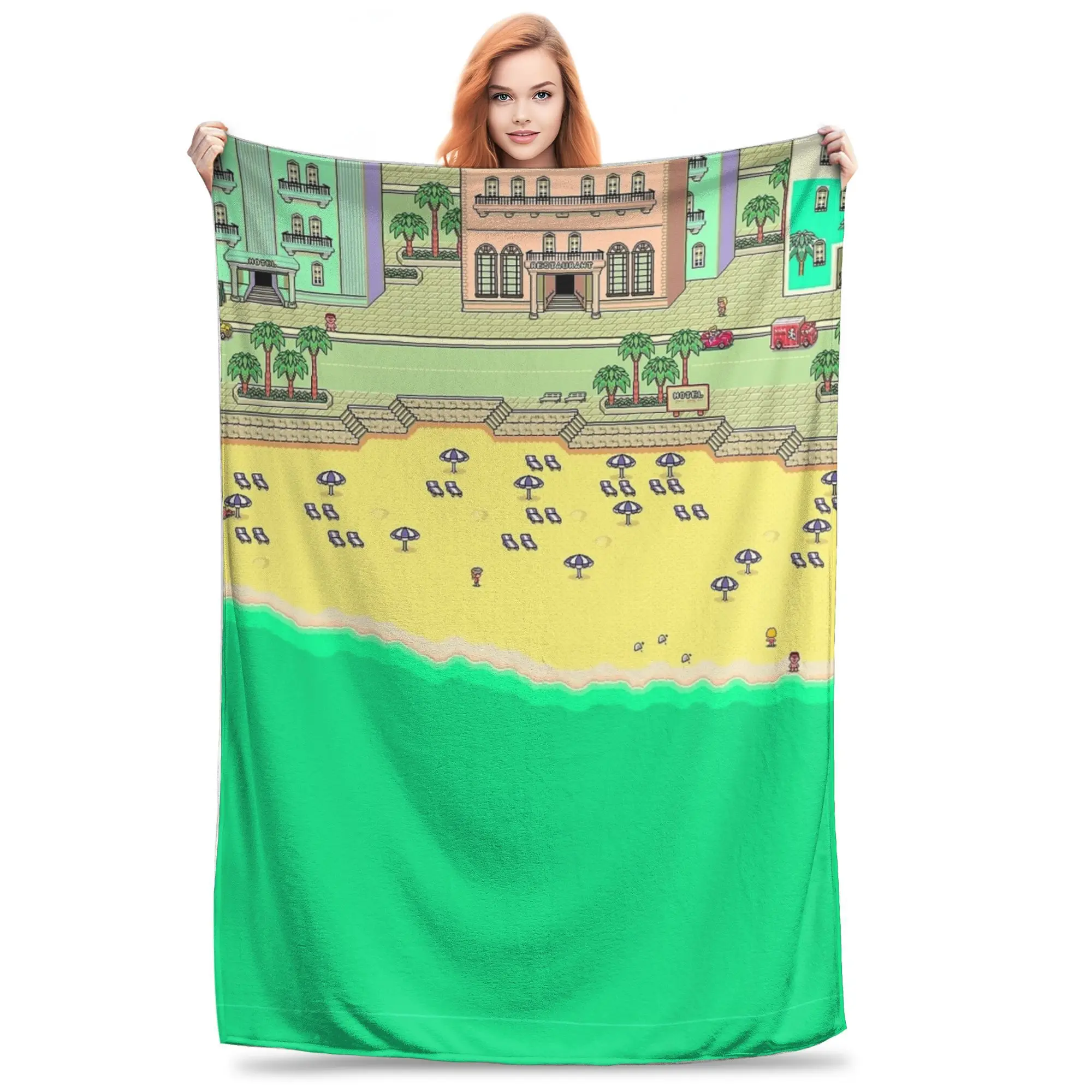 

Earthbound Summers Map Blankets Plush Funny Warm Throw Blankets for Bedspread Decoration