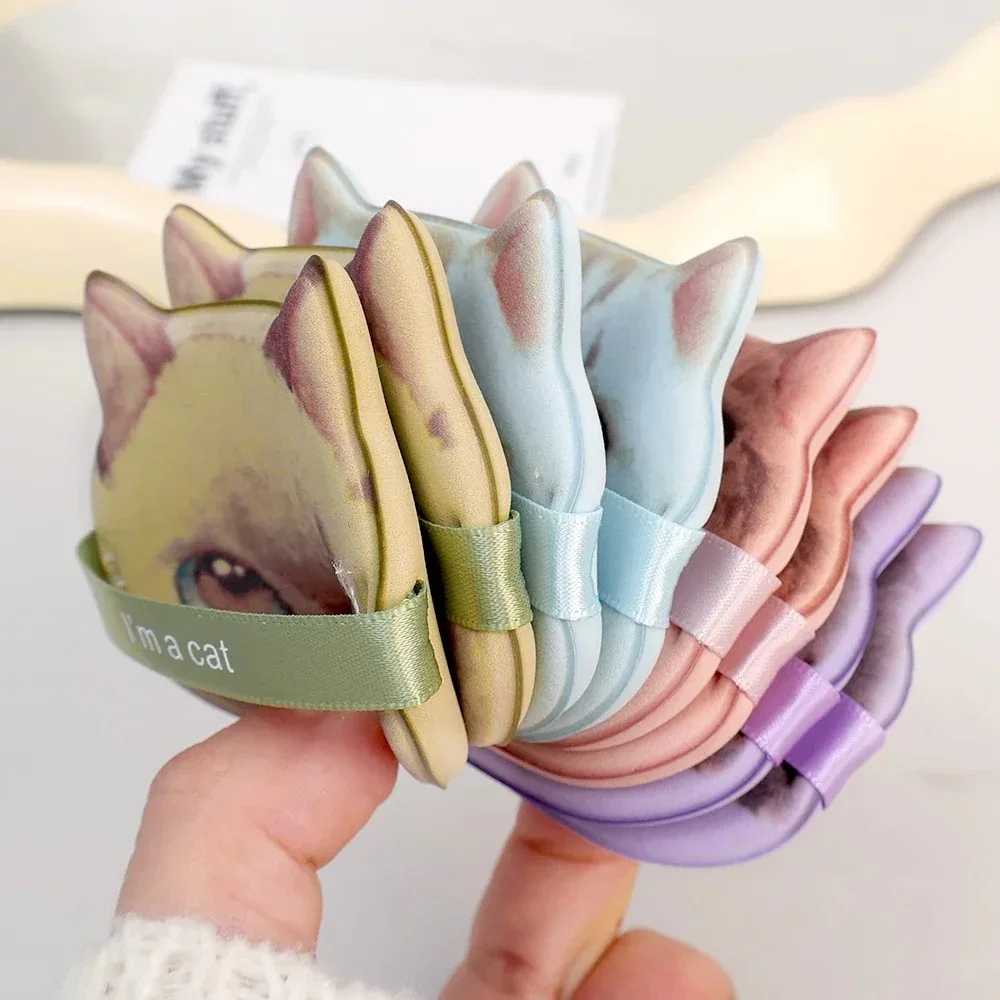 1-4 pièces Double face chat coussin d'air poudre bouffée douce réutilisable lavable maquillage éponge bouffée humide sec utilisation fond de teint éponge
