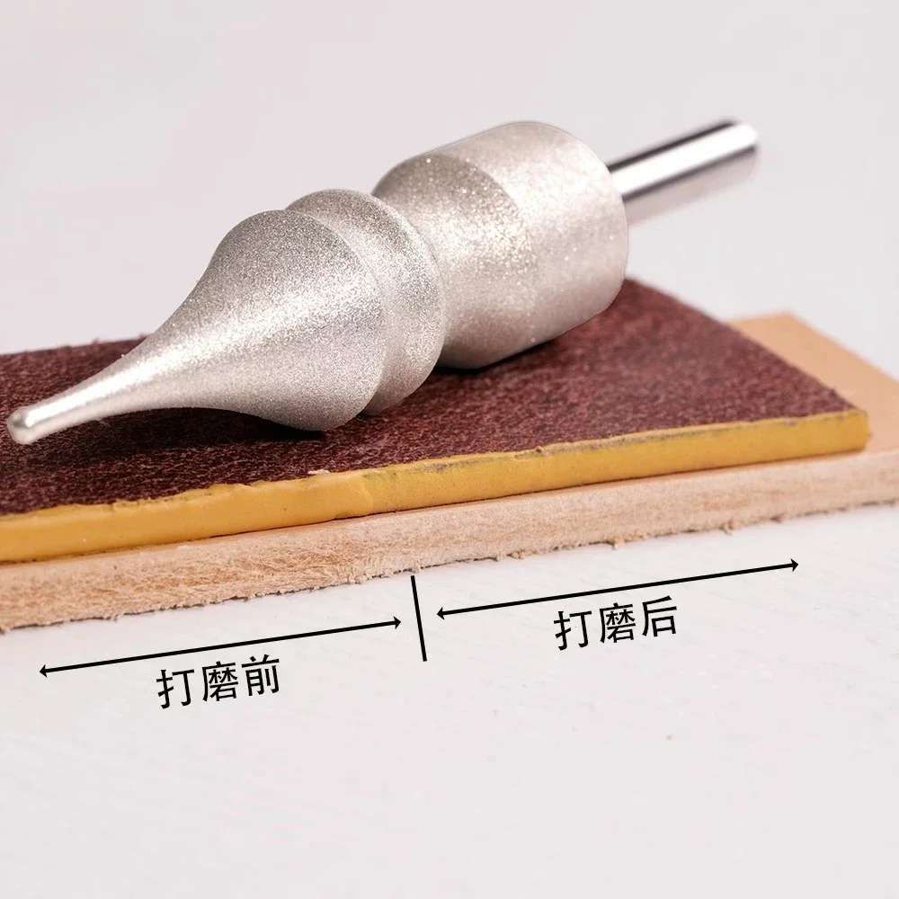 Leather Sanding Stick with Metal Polishing Tip, DIY Leather Craft Tool for Rough Sanding and Surface Buffing