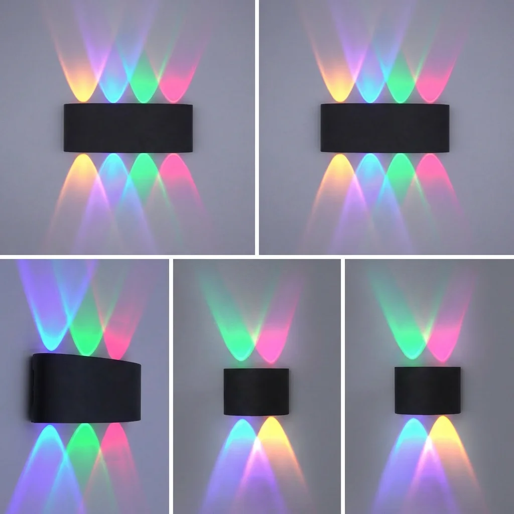 

Современный цветной светодиодный настенный светильник. Подходит для освещения двора и коридора. Настенное бра с жестким проводом.