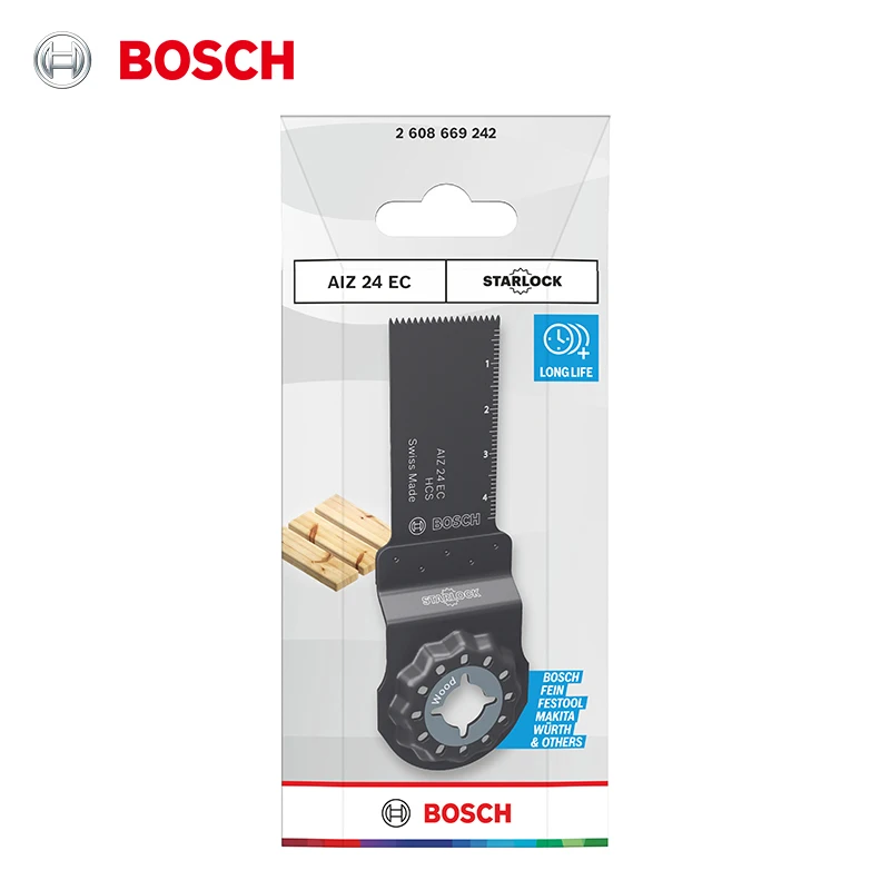 Bosch StarLock AIZ24EC Recessed Cut Saw Blade, High Carbon Steel, 24mm Width, for Wood Cutting Oscillating Multi Tool Blade