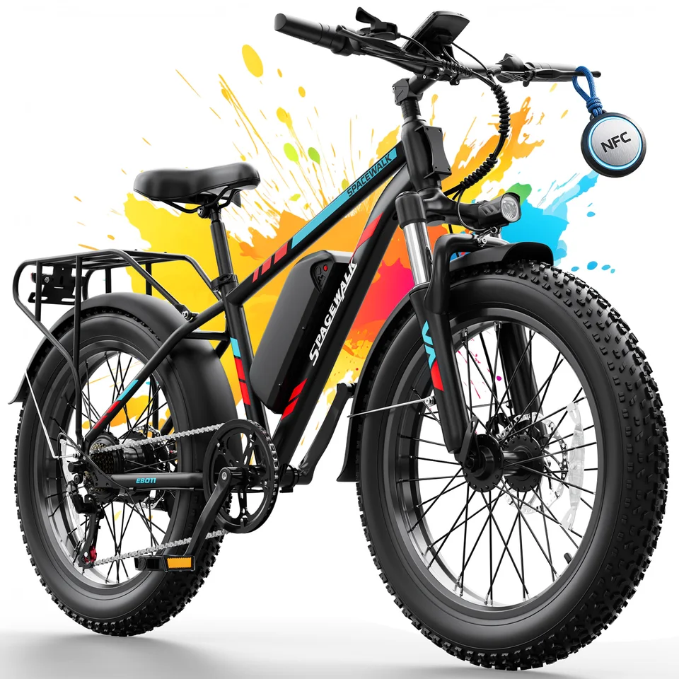 Spacewalk 1500W Peak Electric Bike for Adults, 48V 15Ah Removable Battery Fat Tire Ebike, 28MPH High Speed Long Range 60 Miles Electric Bicycle, 26×4.0 All Terrain Mountain E Bike with LCD Display & 7 Speed Gear
