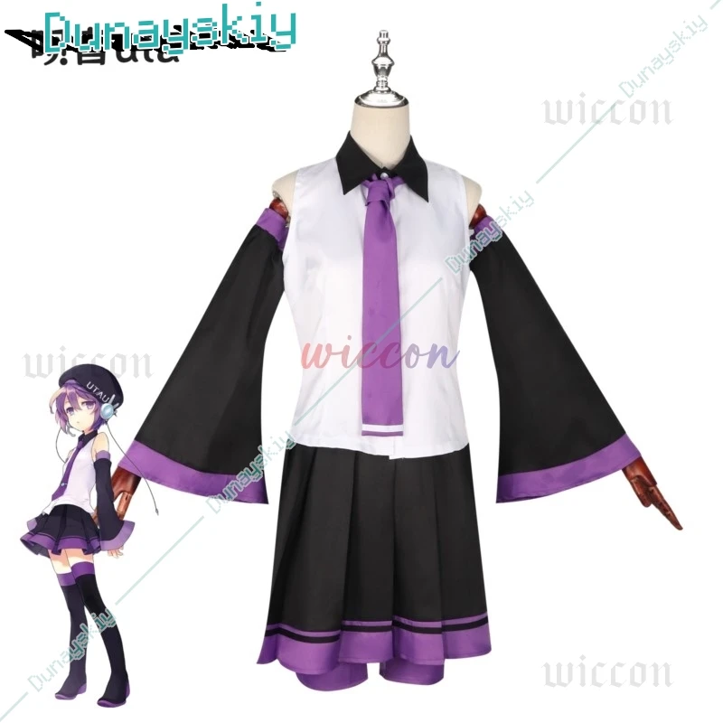 Cantante virtuale Utta Costume Cosplay Anime Utaaa Abito Top + gonna + maniche a mano Cappello Copricapo Carnevale Loli Gioco di ruolo Vestito da festa