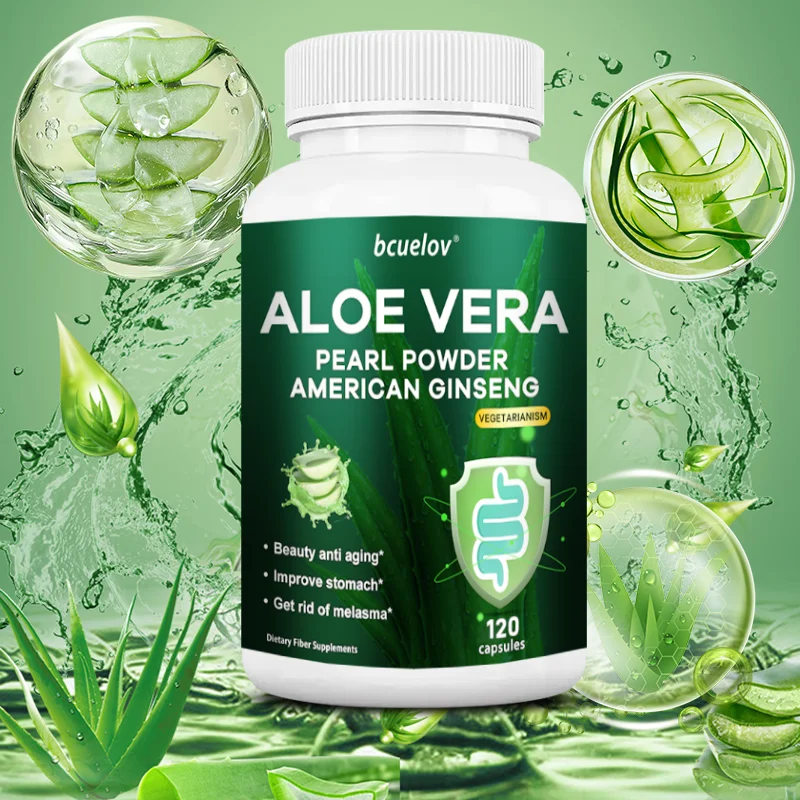 Aloe Vera Extract Capsules, Natural Plant Supplement for Digestive Comfort Intestinal Care, Detoxify & Immune Wellness Vegan
