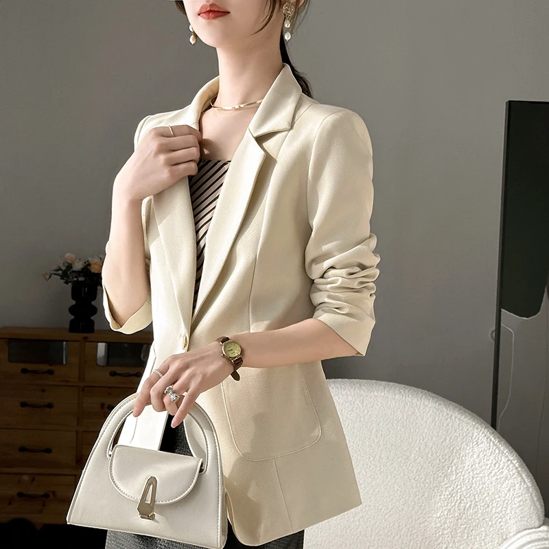 Women'S Twill Blazer For Spring And Summer New Professional Wear Elegant Slim-Fit Waist-Cinching Small Suit For Women