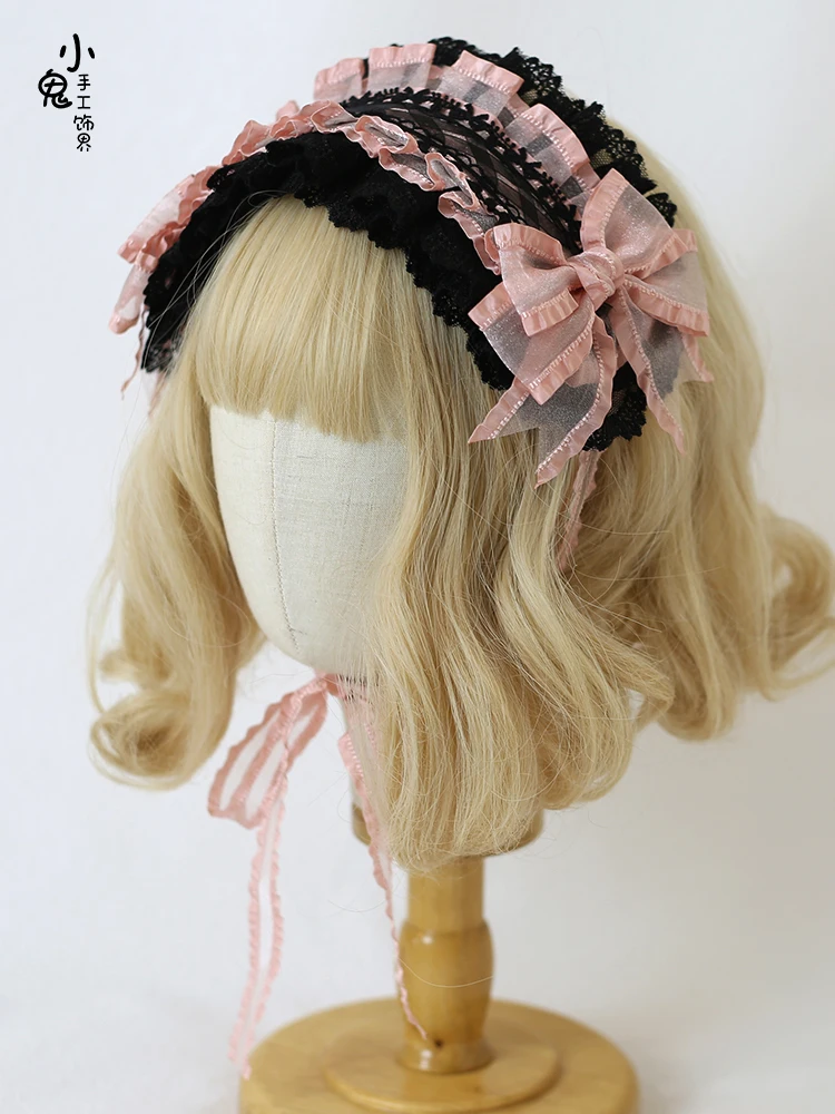 Sweet Bow Headband Lolita Daily Hair Accessories Kawaii Lolita Headband Cute Loli Maid Anime Cosplay Headband