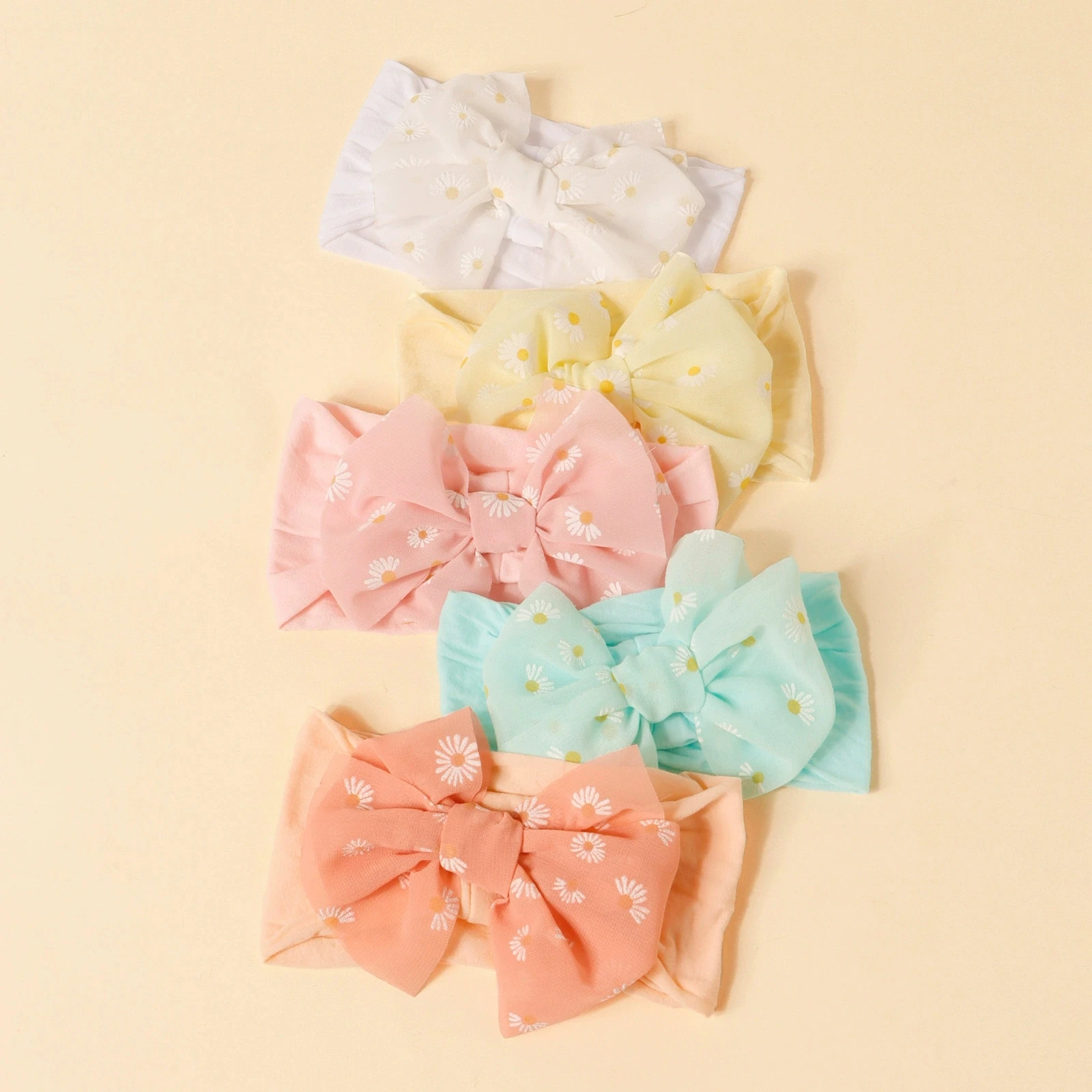 

Baby Headband for Newborn Nylon Hairbands Children Hair Accessories Flower Print Bow Girls Cute Turban Summer Photography Props