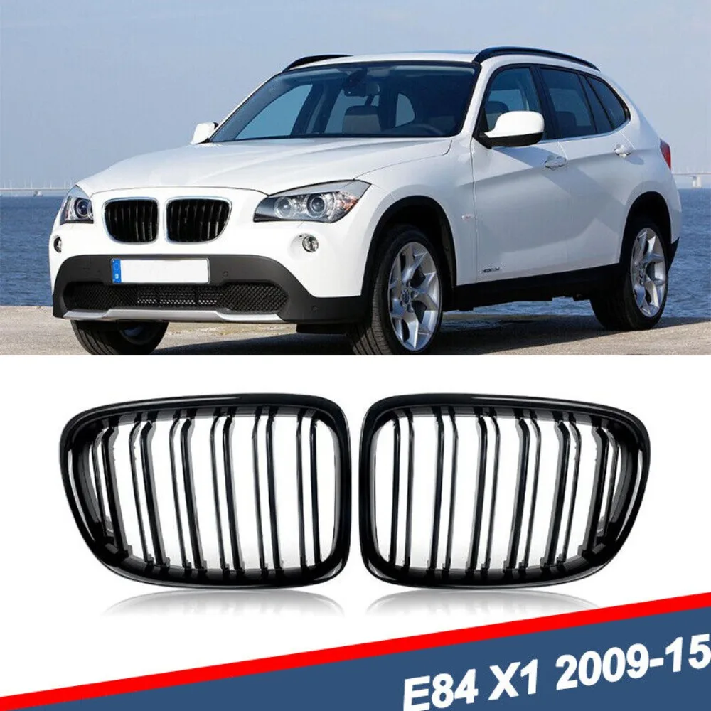 

Pair Gloss Black Front Kidney Grilles For 2010-2015 BMW X1 E84 Pre-facelift US United States