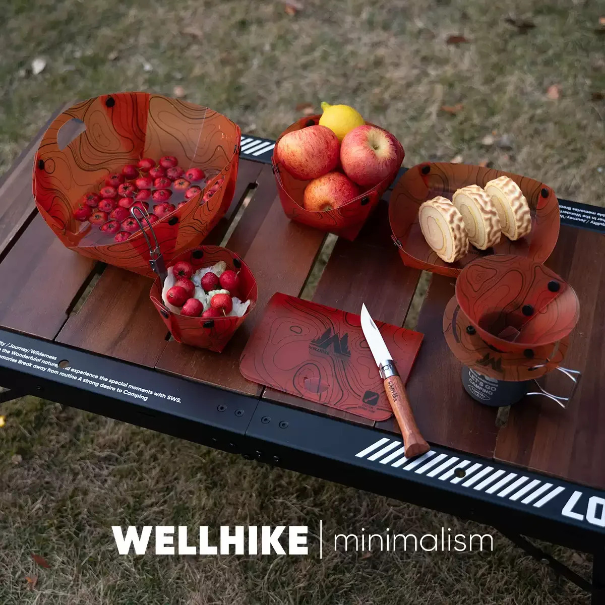 Camping Cooking Plate - WELLHIKE Składany Zestaw Naczyń Kempingowych Przenośna