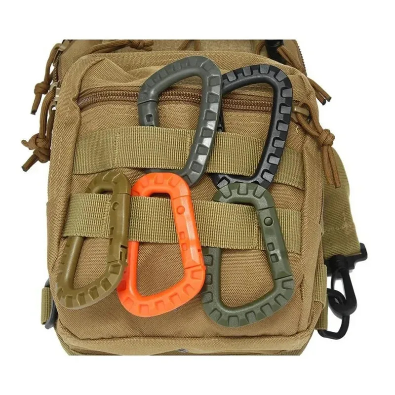 2/5/16Pcs Tactical Carabiner Set Plastic Steel Quick Hook Webbing Lock Keychain Key Chain Outdoor Backpack Karabiner Buckle