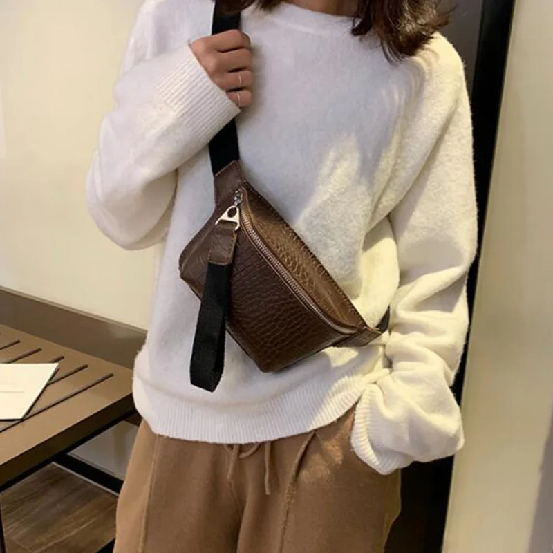 Fashion Stone Pattern Chest Bag Vintage Stone Block Pattern Women'S Cross Body Casual Bag Coffee