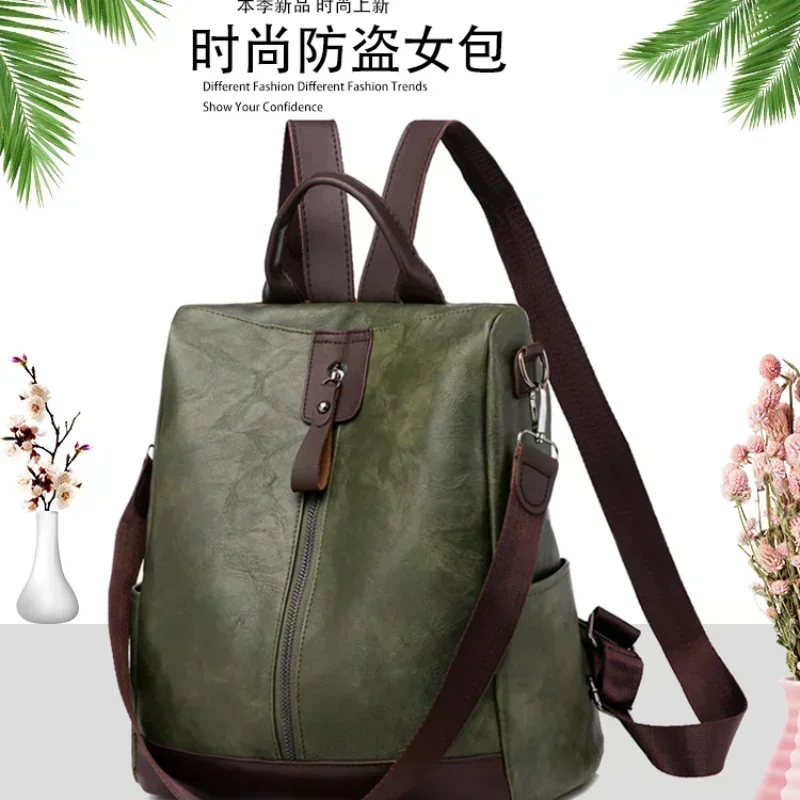 Large Capacity PU Zipper Anti-theft Fashion Backpack 2024 Casual Soft Versatile Portable Soft High Quality Bags Bolso Mujer