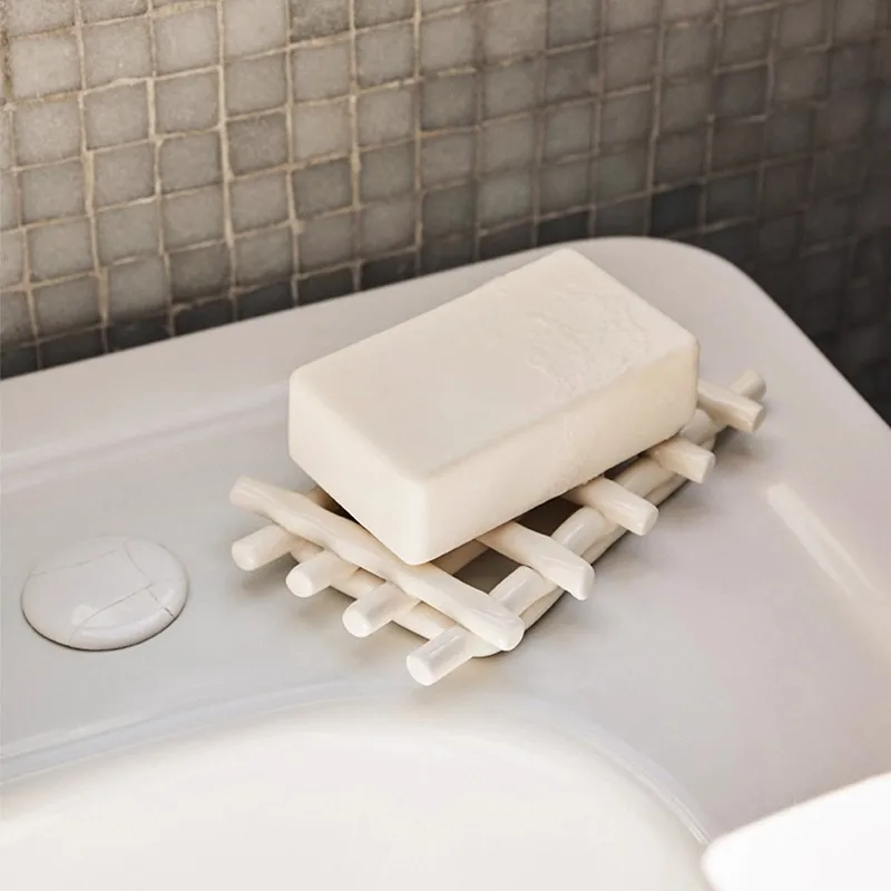 

Ceramic Creativity Soap Storage Box Light luxury Home Use Hotel Bathroom Advanced Special Use Design Grid Soap Placement Box