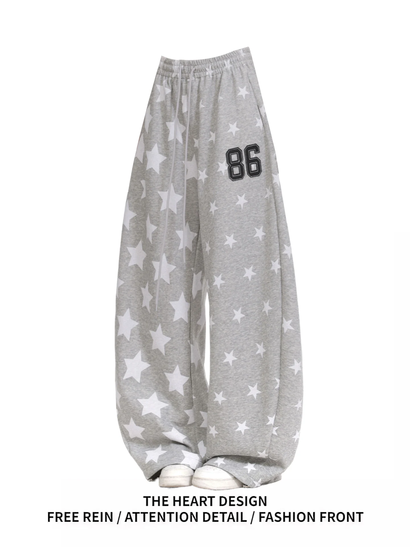 

Американские ретро-брюки с принтом звезд, широкие, женские, осенне-зимние, свободные, драпированные, спортивные, повседневные, расслабленного кроя