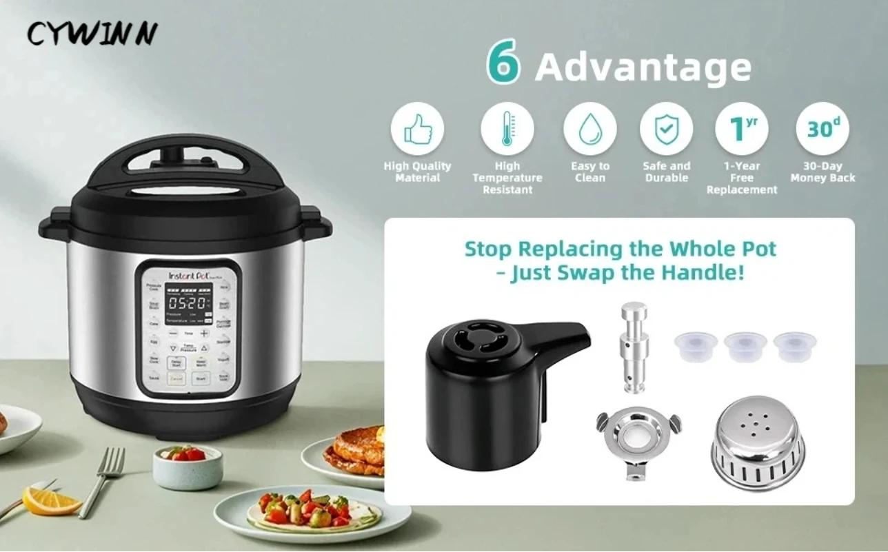 Für Instant Pot Duo/Plus 3, 5, 6 Quart Dampfventilgriff, Original-Ersatzteile für das schwimmende Ventil, mit 3 Silikonabdeckungen – Detail 2