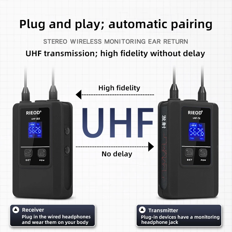 نظام ستيريو سماعات مراقبة لاسلكية للعروض المسرحية، العصابات، المطربين، الغناء، البث المباشر، سماعات المراقبة في الوقت الحقيقي