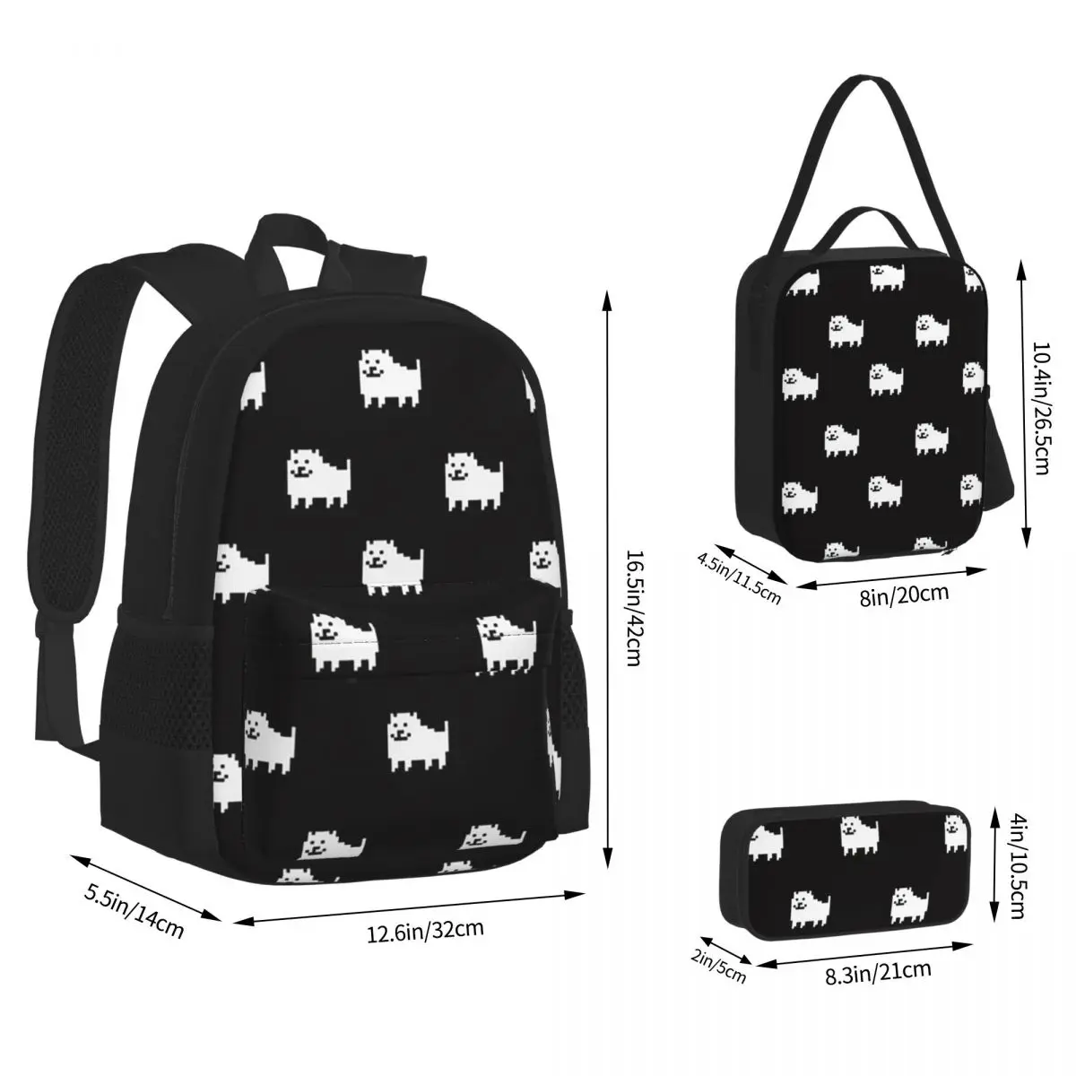 Undertale Dog Heart Backpacks Students Bookbag School Bags Children Rucksack Lunch Bag Pen Bag Three-Piece Set