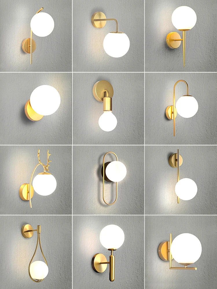 LED Wall Light Golden Wall Lamp Voltage 110V220V Suitable for Living Room Bedroom Bedside Aisle Stair Interior Decorative Lamp