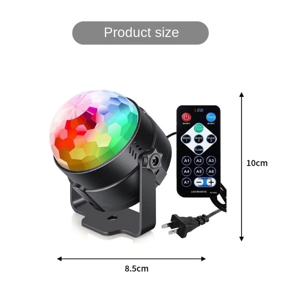 Party Decorations DJ Lamp Sound Activated Mini Disco Rotating Magic Ball Party Light 3W RGB LED Stage Lights with Remote Control